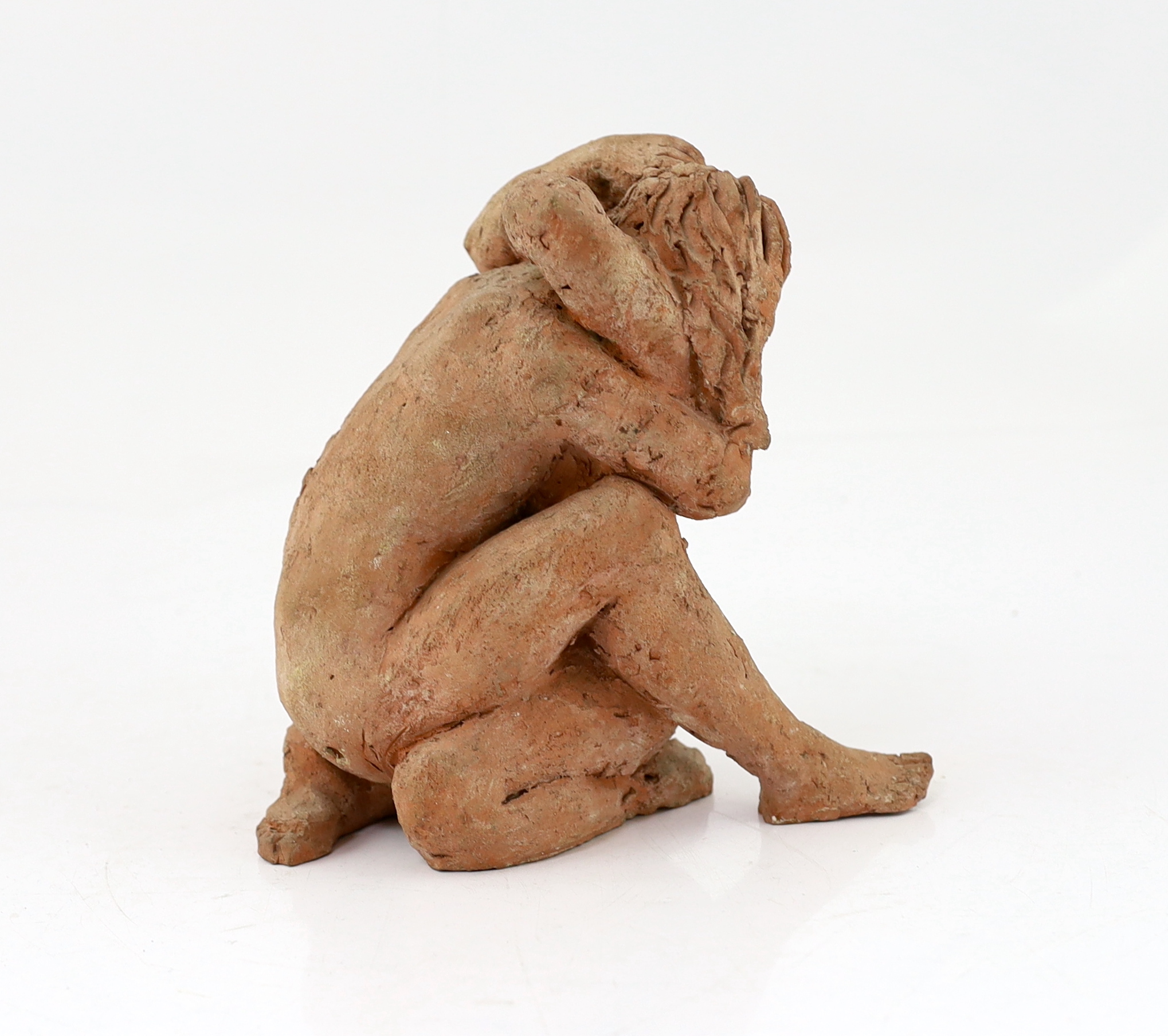 Karin Jonzen RBA ARBS (1914-1998), a terracotta group, 'Couple embracing', 20cm high